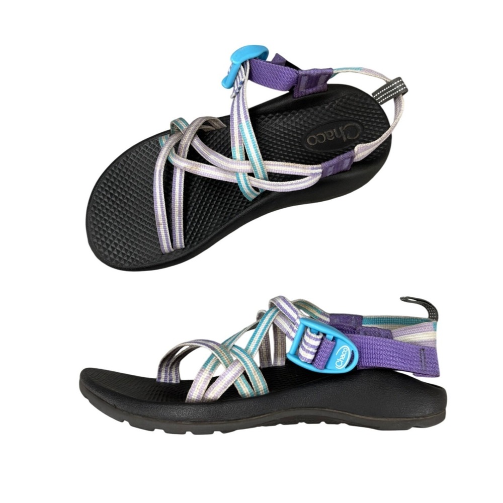 Chaco Kids Z1 Ecotread Strappy Sandals Purple Teal Striped Gorpcore Size 5